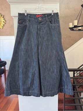 Anthropologie Level 99 Wide Leg Gaucho Dark Denim Culotte FABULOUS! Size 30